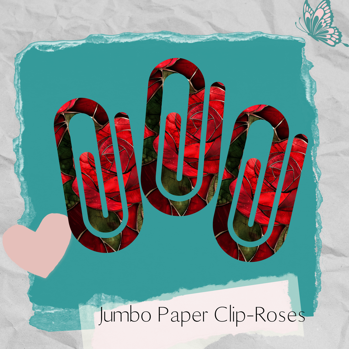 Jumbo Paperclips-Roses