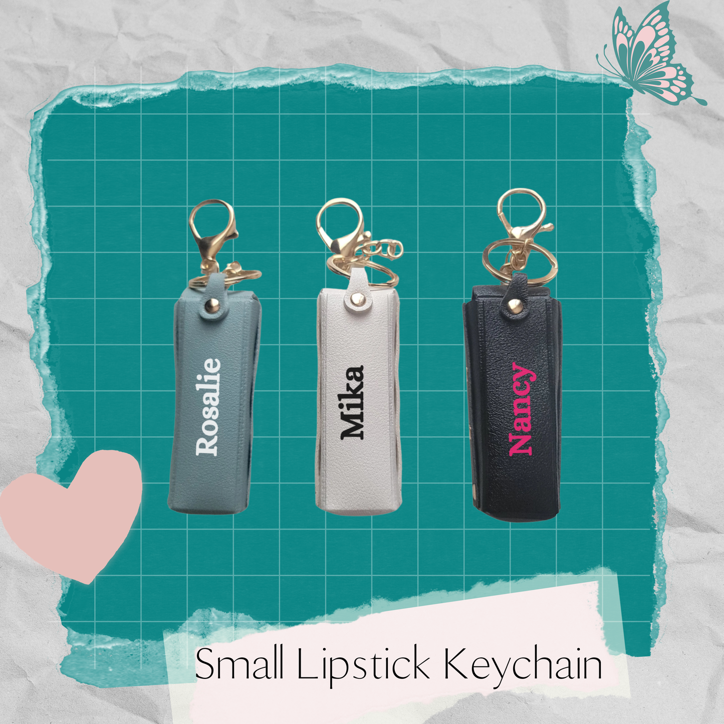 Personalized Small Lipstick Keychain