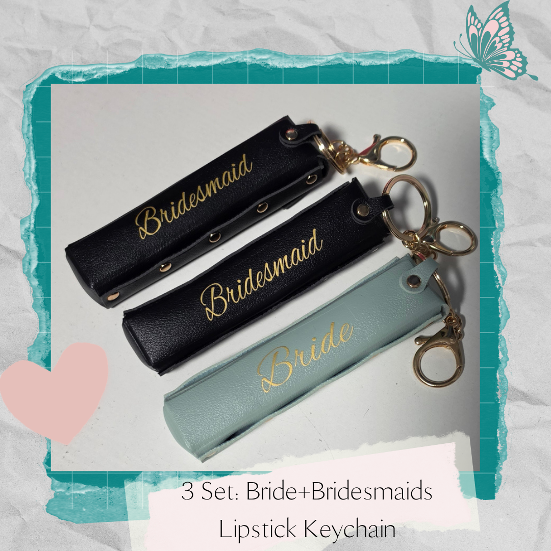 Set of 3 Bride and Bridesmaids Lip Balm Keychain