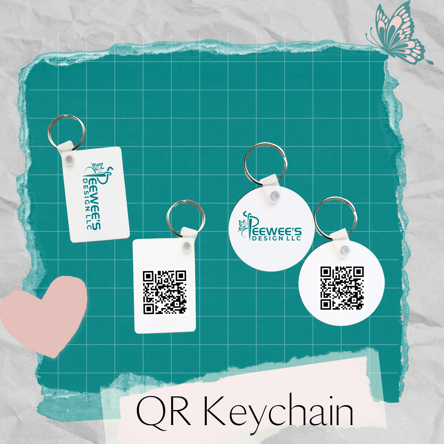 Custom QR Code Keychain Set of 6