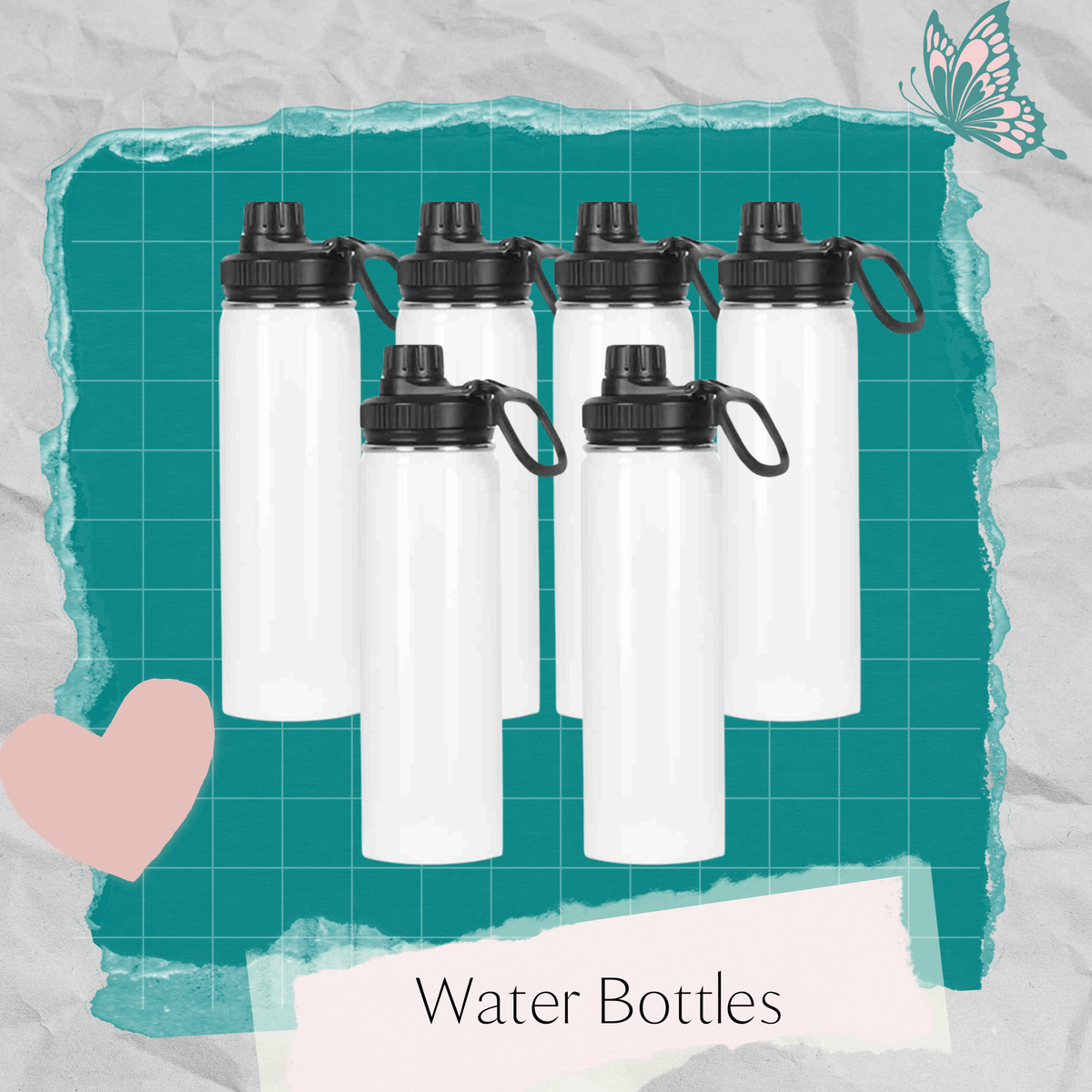 Custom Water Bottles Set of 6